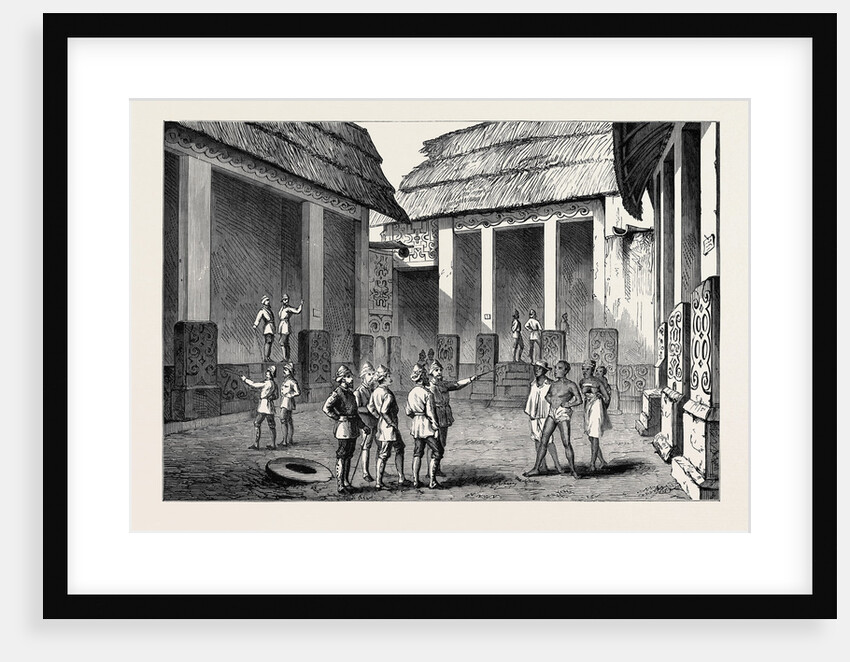 The Ashantee War: Interior of the Adansi Chief's Palace at Fomannah: English Officers Selecting Quarters 1874 by Anonymous