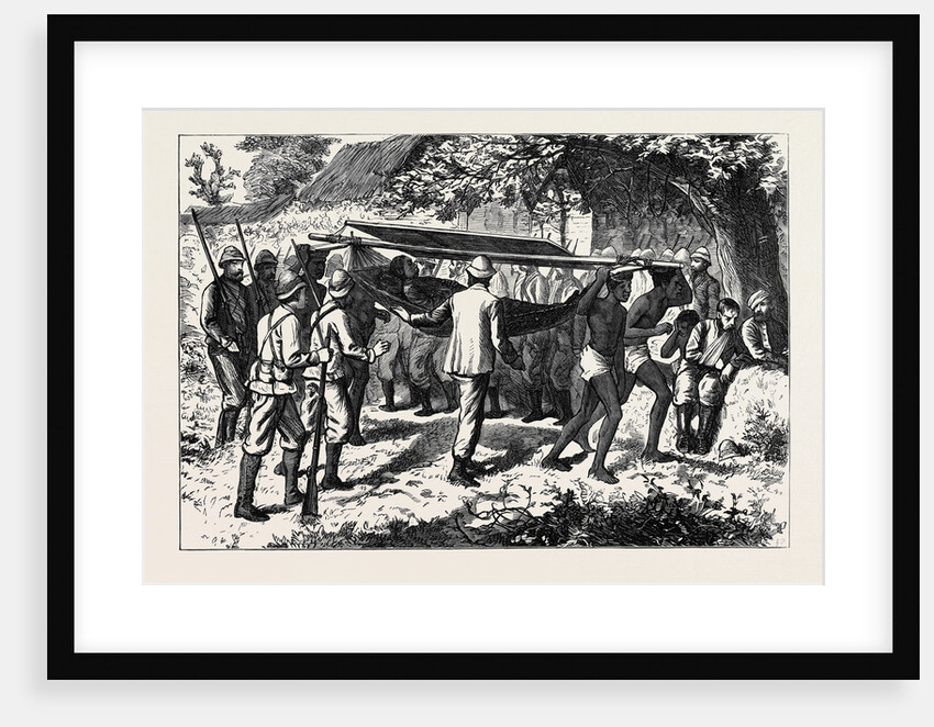 The Ashantee War: Wounded Officer of the 42nd Borne from the Field by Native Hammock-Men 1874 by Anonymous