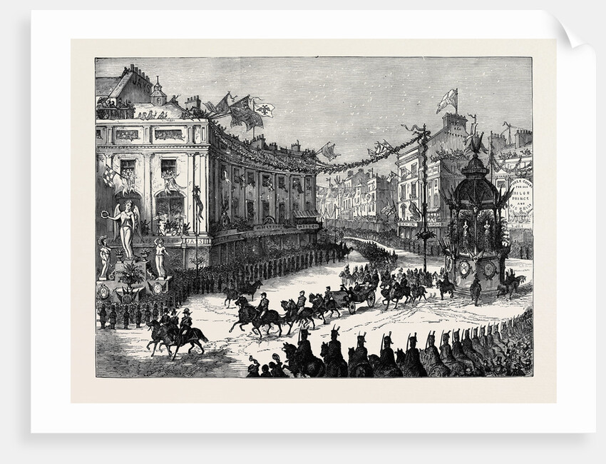 The Royal Entry Into London: The Procession in Oxford Circus London 1874 by Anonymous