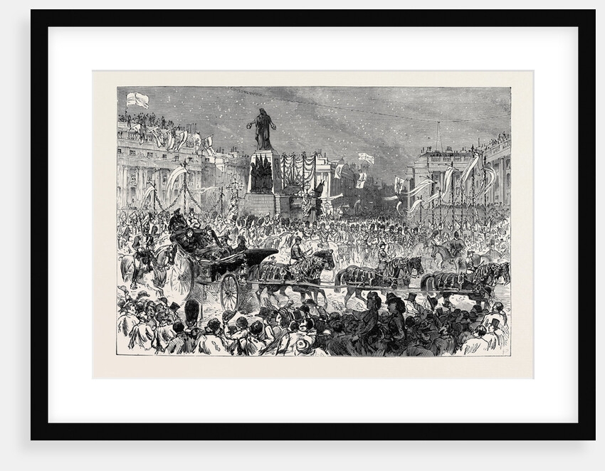 The Royal Entry Into London: The Procession Passing the Guards' Memorial Waterloo Place 1874 by Anonymous