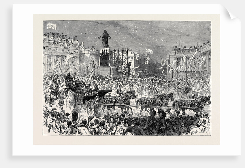 The Royal Entry Into London: The Procession Passing the Guards' Memorial Waterloo Place 1874 by Anonymous