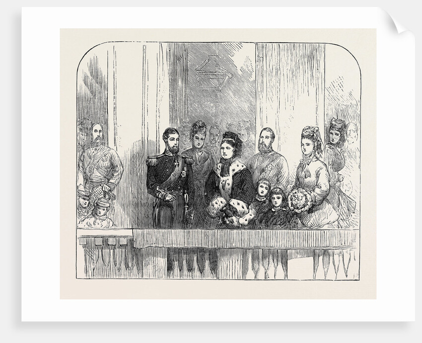 The Queen and Duke and Duchess of Edinburgh at the Balcony at Buckingham Palace London 1874 by Anonymous