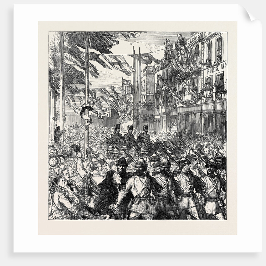 The Ashantee War: The Return Home Arrival of the 23rd Royal Welsh Fusiliers at Portsmouth 1874 by Anonymous