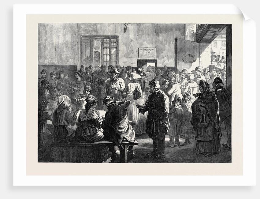The Distress in Paris: Giving Soup to the Poor at the Charity Kitchen Rue De Sevres 1874 by Anonymous