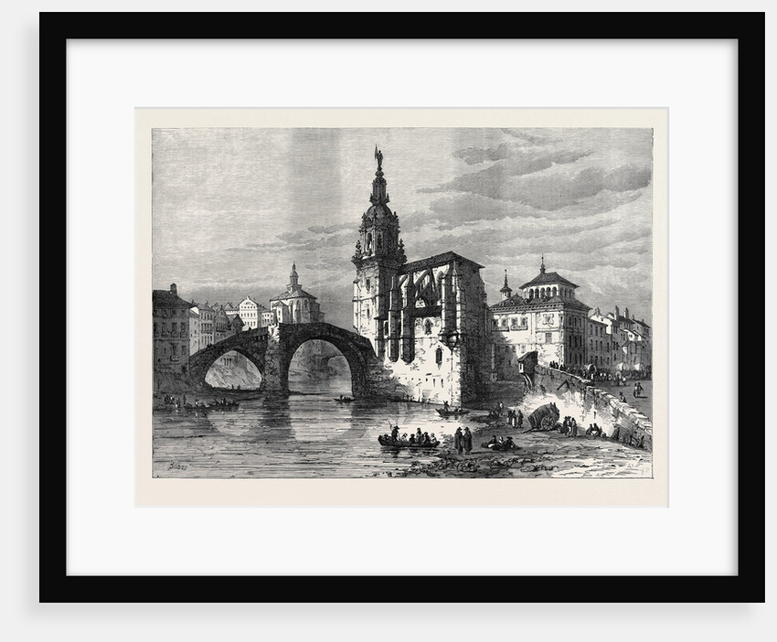 The Civil War in Spain: View in Bilbao the Church and Bridge of St. Antonio 1874 by Anonymous