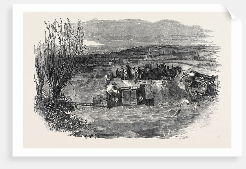 Taking the Gloucester and Aberysthwyth Mail-Coach Out of the River Frome by Anonymous