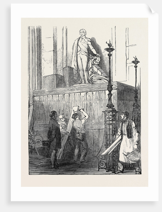 Preparations for the Funeral of the Duke of Wellington, in St. Paul's Cathedral: The Nelson Monument, 1852 by Anonymous