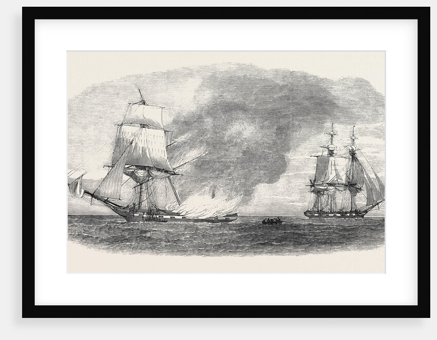 Burning of the Ship the Thomas Thompson, on Her Voyage from Bombay to Liverpool, the Crew Rescued by the Barrackpore by Anonymous