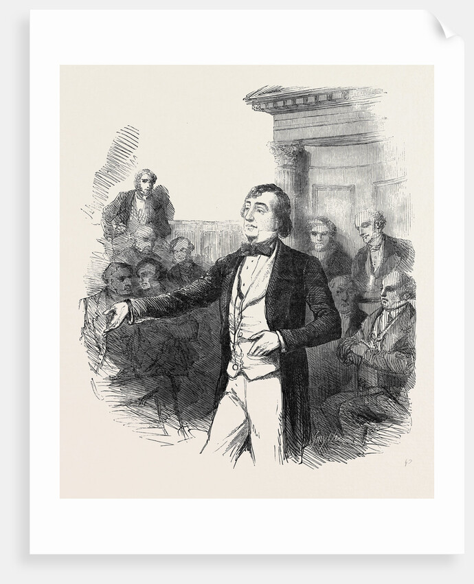 The Bucks Election, Mr. Disraeli Addressing the Electors in the County Hall, Aylesbury, 1852 by Anonymous