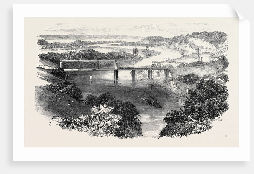 South Wales Railway, the Chepstow Tubular Suspension Bridge, and Junction of the Wye and Severn Rivers by Anonymous