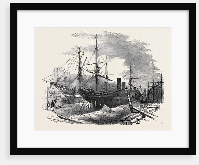 The Indus Steamship Partly Destroyed by Fire, in Messrs. Wigram's Dry Dock, Blackwall, 1852 by Anonymous