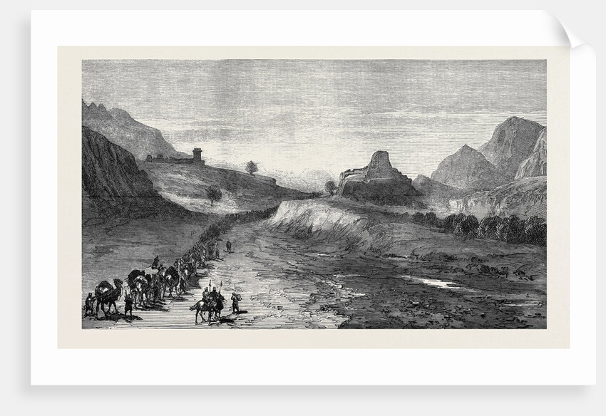 The Afghan War: The Ishpola Tope with Line of March in the Dry Bed of the Khyber River 1879 by Anonymous