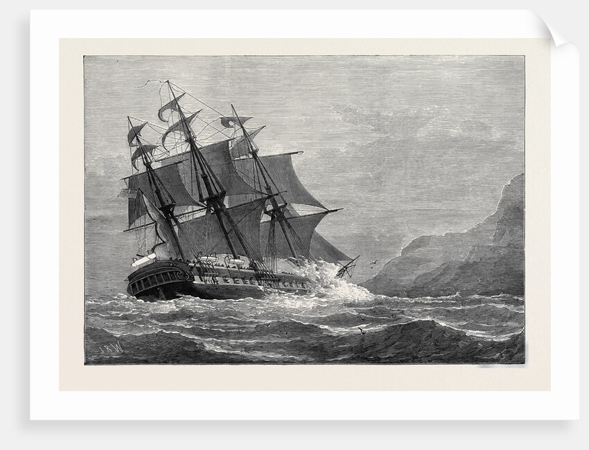 The American Frigate Constitution on Shore at Swanage Point 1879 by Anonymous