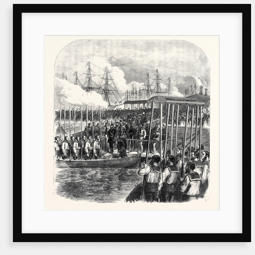 Embarkation of the Sultan at Clarence Yard Portsmouth for the Naval Review UK 1867 by Anonymous
