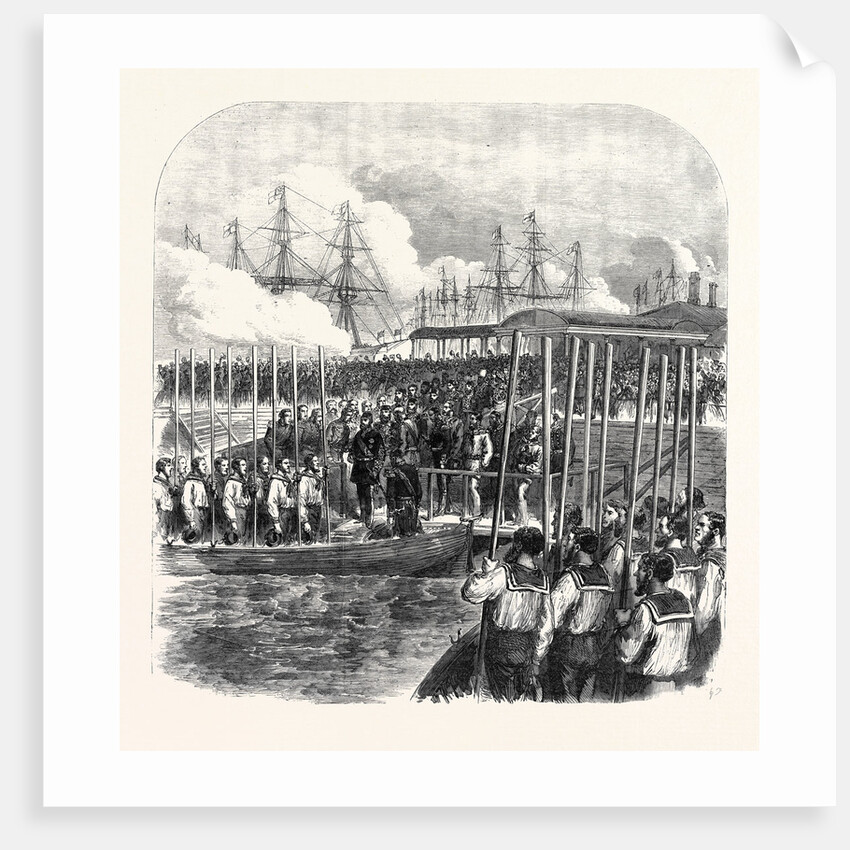 Embarkation of the Sultan at Clarence Yard Portsmouth for the Naval Review UK 1867 by Anonymous