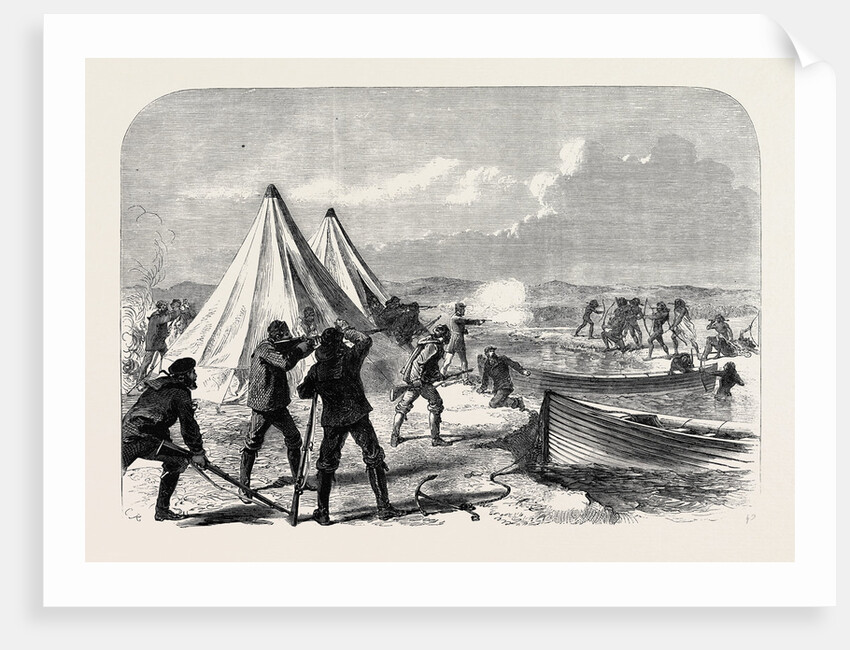 Surveying Party from H.M.S. Nassau Attacked by Natives of Terra Del Fuego 1867 by Anonymous