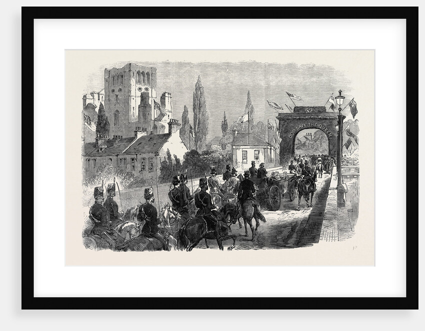 The Queen's Visit to the Scottish Border: The Queen Crossing Kelso Bridge UK 1867 by Anonymous