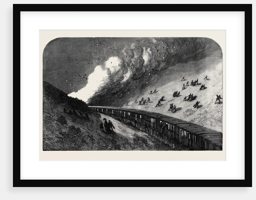 Goods Train on Fire Run Into by an Express Mail Train on the Caledonian Railway UK 1867 by Anonymous