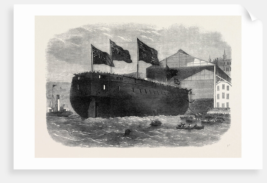 Launch of Her Majesty's Armour-Plated Screw Frigate Caledonia 31 Guns at Woolwich 1862 by Anonymous