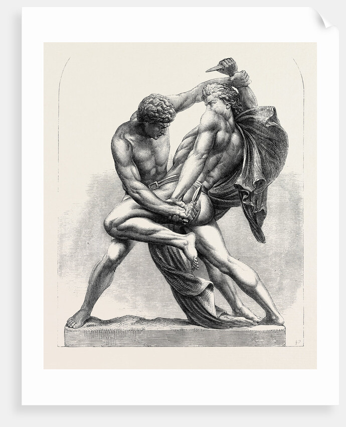 The International Exhibition: The Grapplers Group in Bronzed Zinc, 1862 by Anonymous