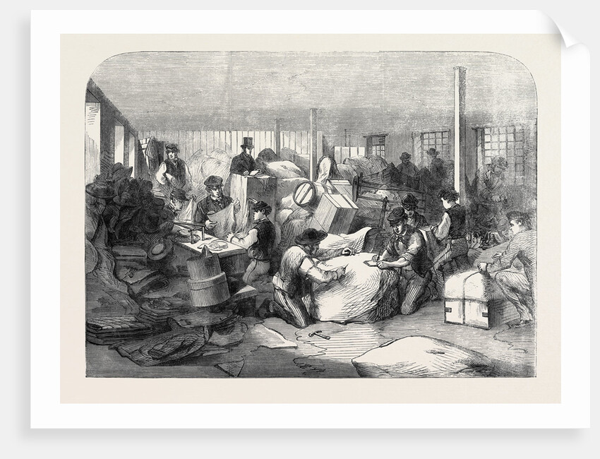 The Cotton Famine: Making Up Parcels of Clothing at the Industrial Institution Manchester 1862 by Anonymous