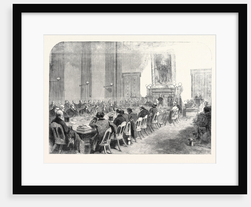 The Cotton Famine: Meeting of the Central Relief Committee in the Mayor's Parlour at the Manchester Townhall Earl of Derby in the Chair 1862 by Anonymous