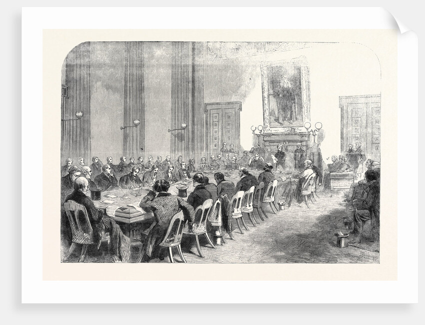 The Cotton Famine: Meeting of the Central Relief Committee in the Mayor's Parlour at the Manchester Townhall Earl of Derby in the Chair 1862 by Anonymous