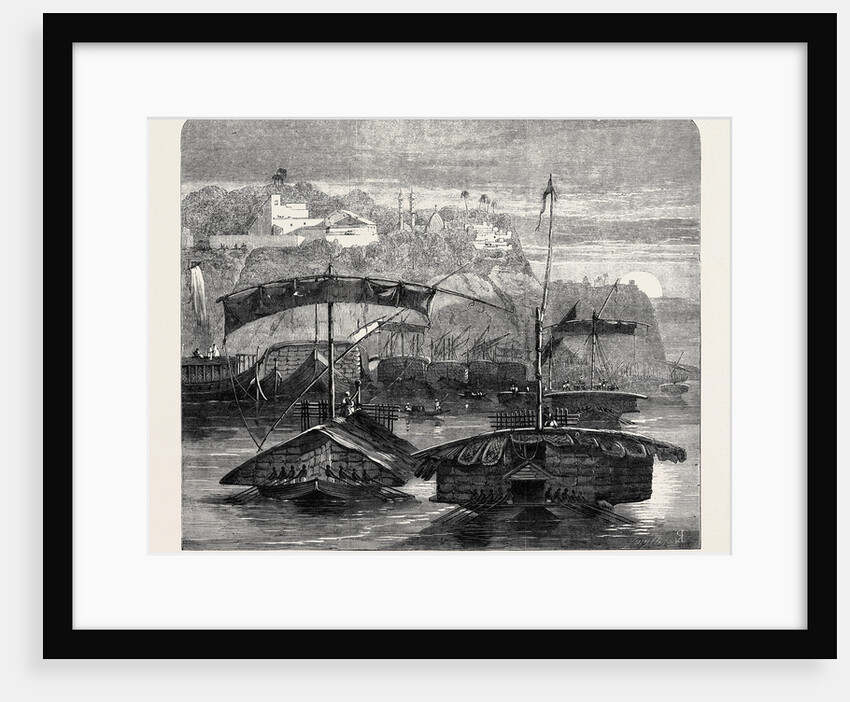Cotton from India: A Cotton Fleet Descending the Ganges Casting Off from Mirzapore Early in the Morning 1862 by Anonymous