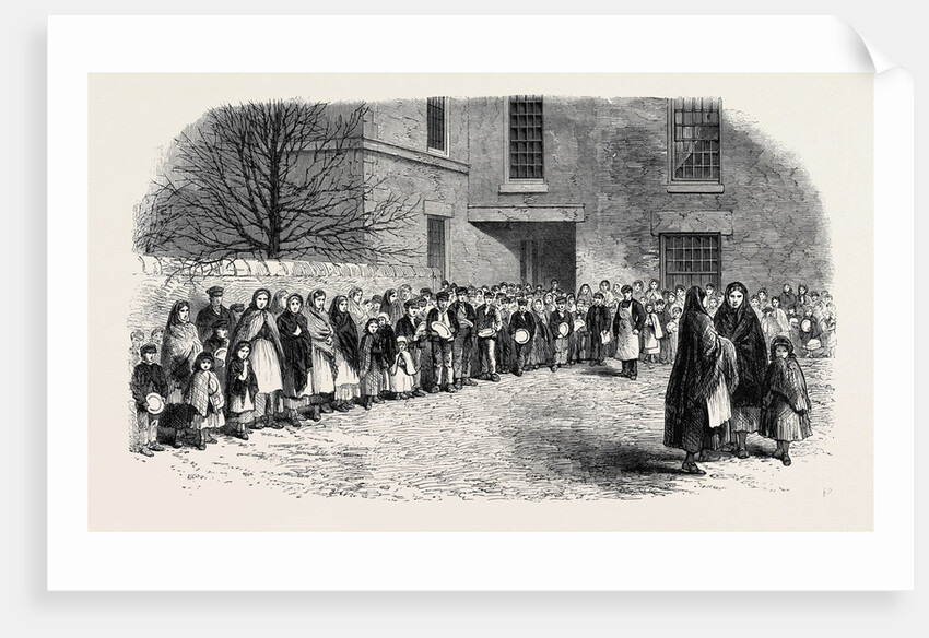The Cotton Famine: Operatives Waiting for Their Breakfast in Mr. Chapman's Courtyard Mottram Near Manchester 1862 by Anonymous