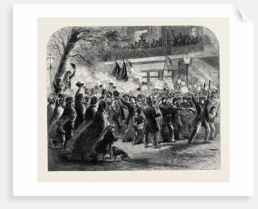 The Election of Mr. Horatio Seymour Governor of the State of New York: Democratic Procession Passing the New York Hotel 1862 by Anonymous