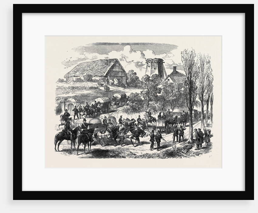 The Austro-Prussian War: Provender Waggons of the Prussian Army Passing the Saxon Frontier 1866 by Anonymous