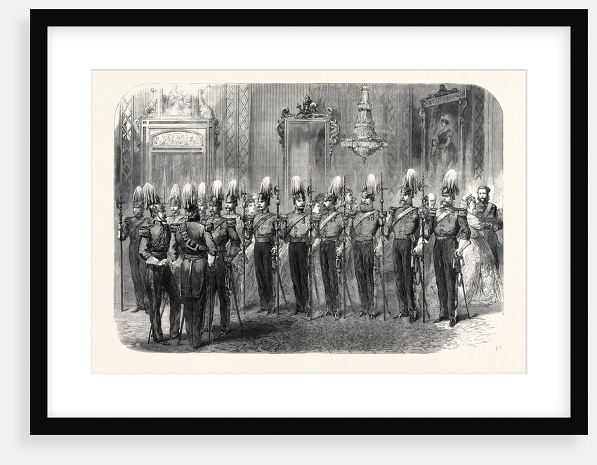 The Queen's Court: The Hon. Corps of Gentlemen-at-Arms on Duty at Buckingham Palace London UK 1866 by Anonymous