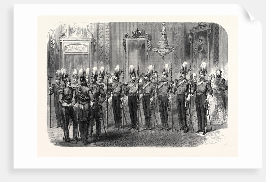 The Queen's Court: The Hon. Corps of Gentlemen-at-Arms on Duty at Buckingham Palace London UK 1866 by Anonymous