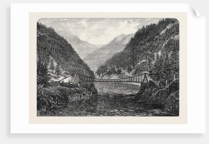 Wire Suspension Bridge Over the Fraser River British Columbia 1866 by Anonymous