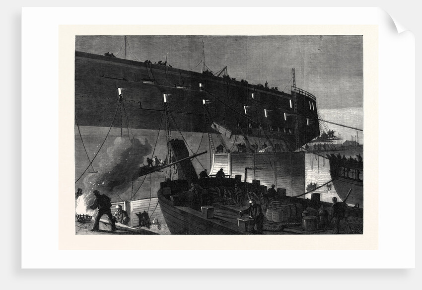 Launch of the Northumberland: Fixing the Camels at Night 1866 by Anonymous