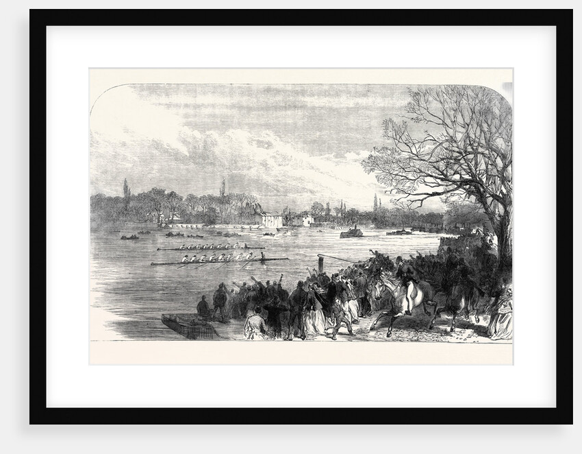 The Oxford and Cambridge University Boat Race: Passing the Crab Tree UK 1866 by Anonymous