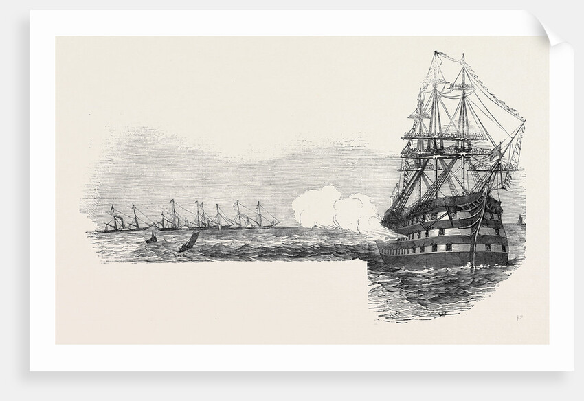 The Flag Ship Ocean, Saluting the Royal Squadron, at the Nore by Anonymous