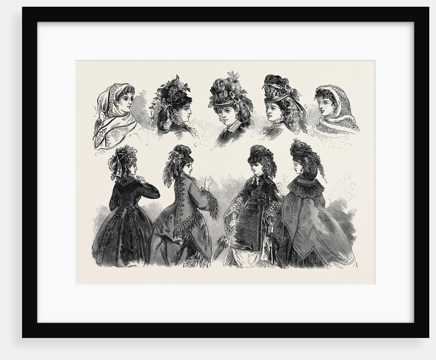 Paris Fashions: Head-Dresses and Mantles 1871 by Anonymous