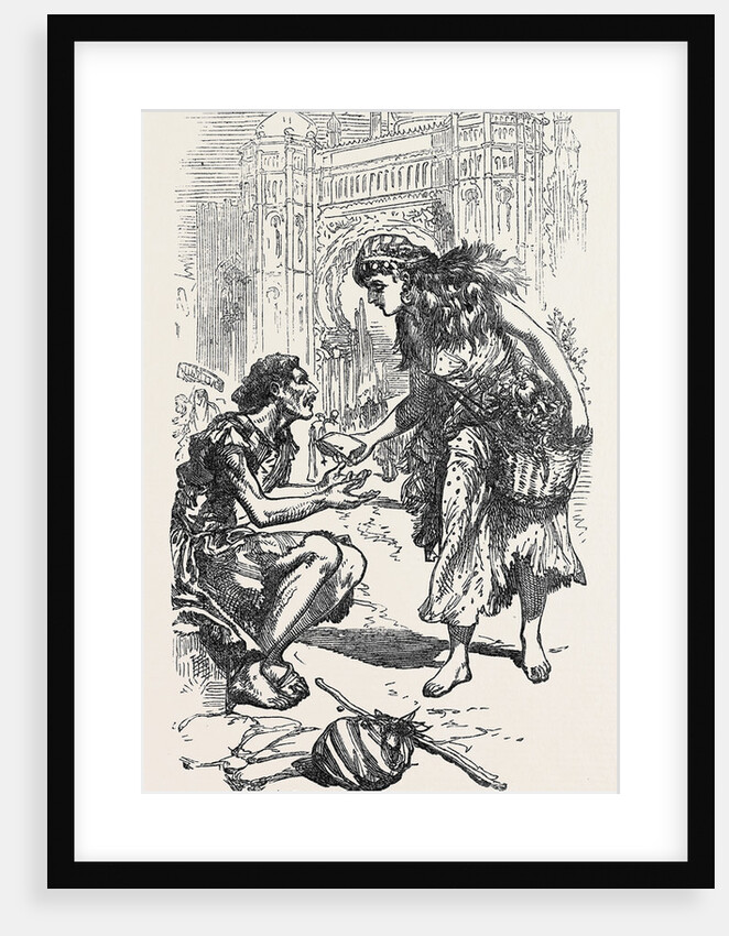 Scene from 'the Coffee Merchant' the Flower-Girl Gave Him a Piece of Bread with Three Large Dates. 1871 by Anonymous