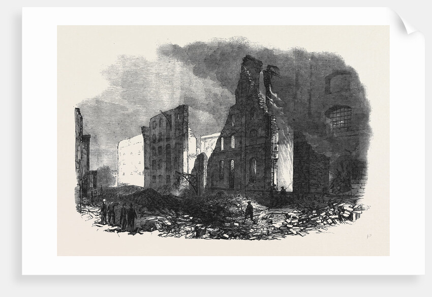 View from Cotton's Yard Showing the Spot Where Mr Braidwood Was Killed the Great Fire in Southwark July6 1861 by Anonymous