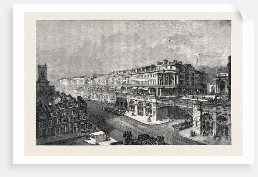 View of the Proposed High Level Road or Viaduct from St. Sepulchre's Church to Hatton Garden Looking West by Anonymous