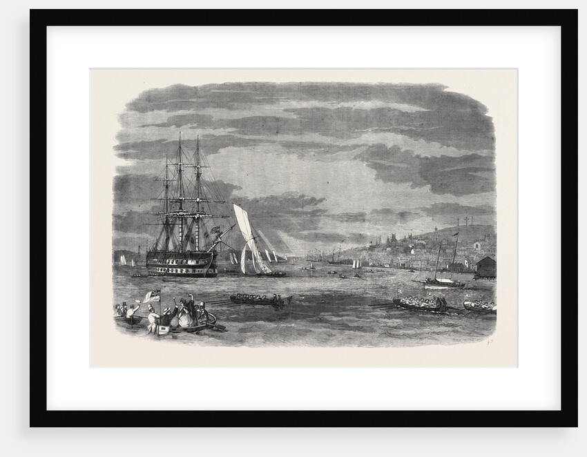 Regatta in Halifax Harbour Nova Scotia Sailing Match for the Prince of Wales' Cup: The Winning Yacht Wave Crossing the Bows of the St. George by Anonymous