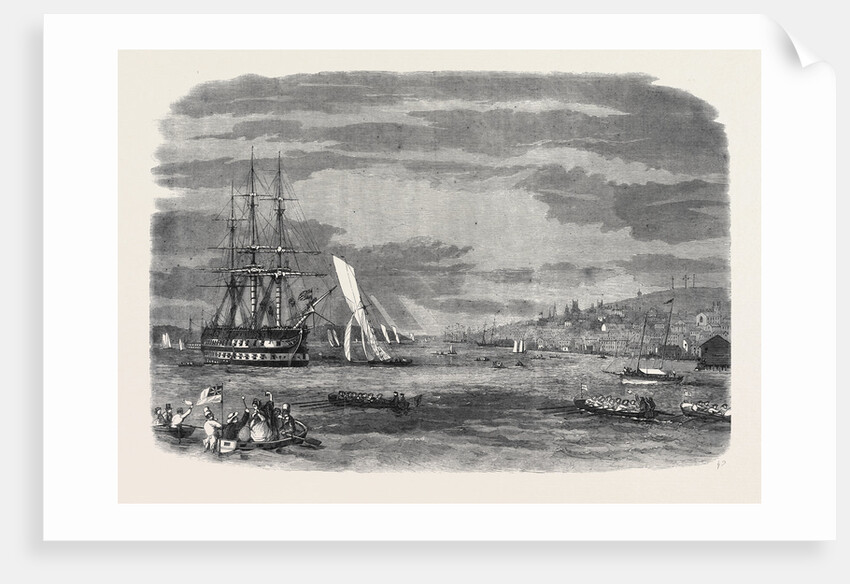 Regatta in Halifax Harbour Nova Scotia Sailing Match for the Prince of Wales' Cup: The Winning Yacht Wave Crossing the Bows of the St. George by Anonymous