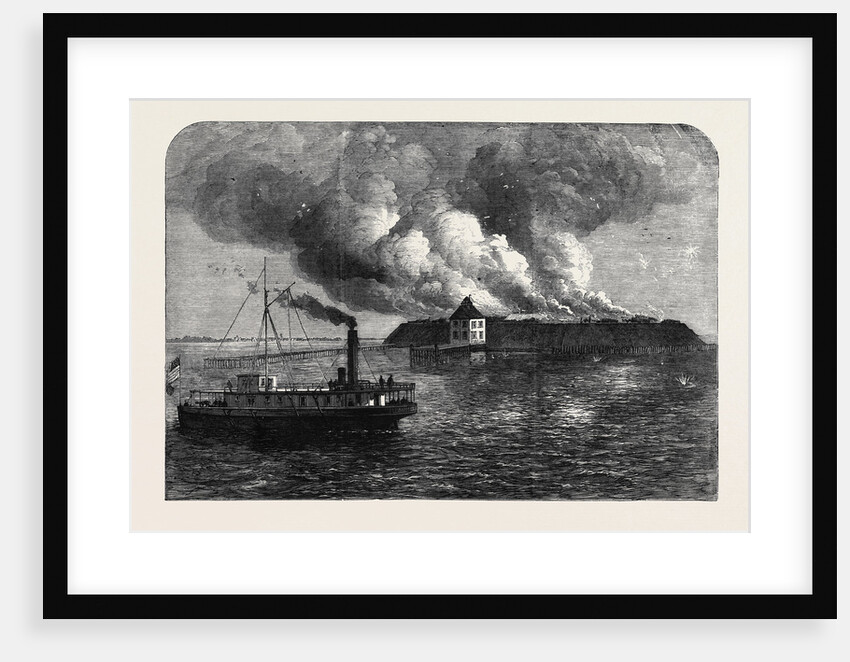 The War in America: Fort Ocracoke on Beacon Island North Carolina Destroyed by Fire on the 17th Ult. By the Federalists by Anonymous