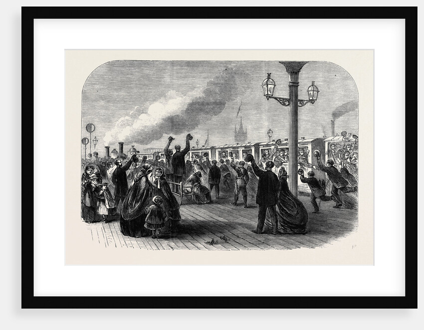 Reinforcements for Canada: The Guards Leaving the South Western Railway Station for Southampton December 28 1861 by Anonymous