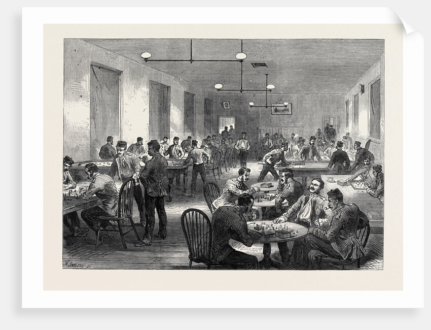 The Camp at Aldershott: Soldiers' Recreation Room 1868 by Anonymous