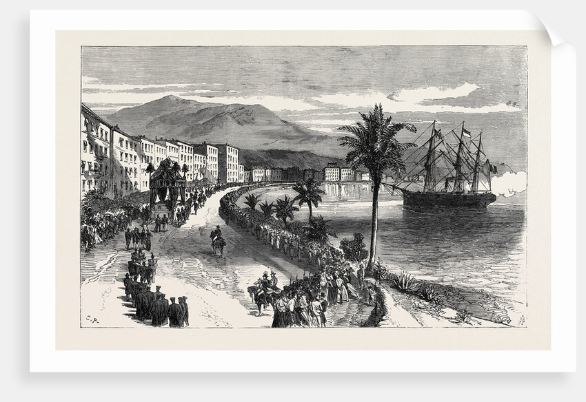 Funeral Procession of the Late King of Bavaria at Nice: The Cortége Passing Along the Promenade Des Anglais 1868 by Anonymous