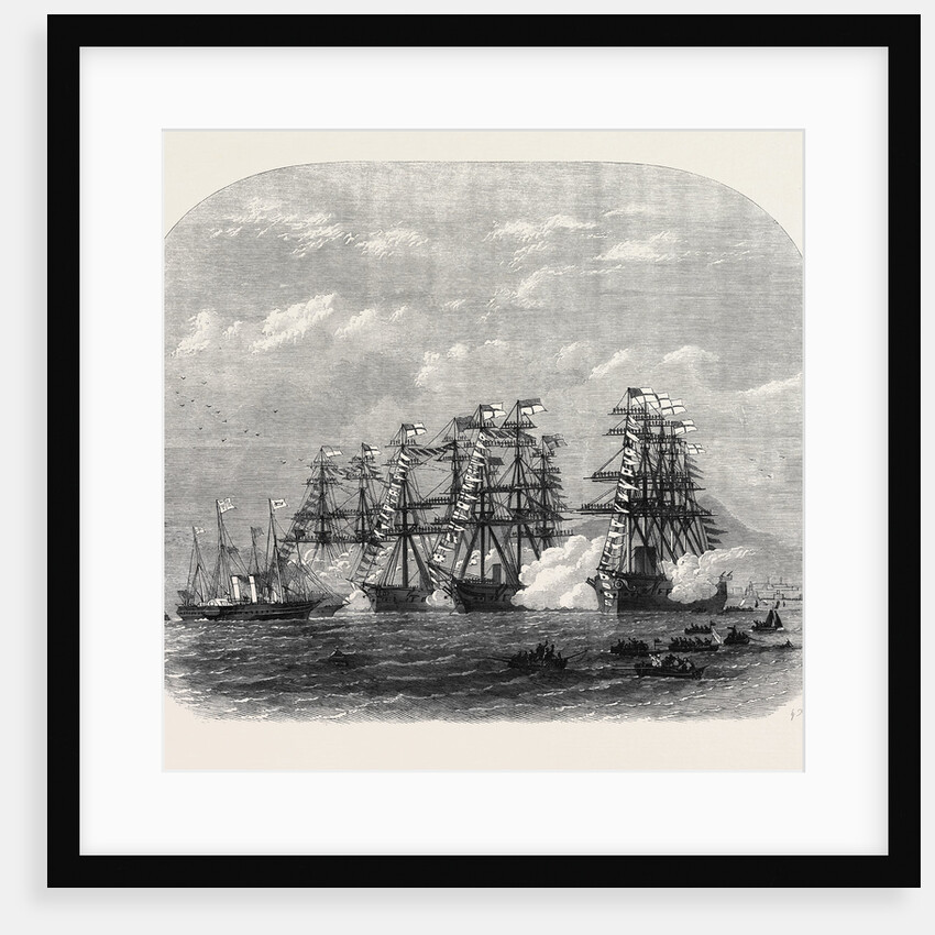 Visit of the Prince and Princess of Wales to Ireland: The Ironclad Squadron Saluting the Royal Yacht in Dublin Bay 1868 by Anonymous