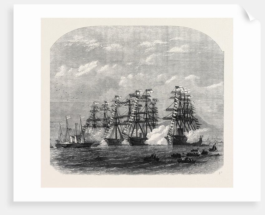 Visit of the Prince and Princess of Wales to Ireland: The Ironclad Squadron Saluting the Royal Yacht in Dublin Bay 1868 by Anonymous