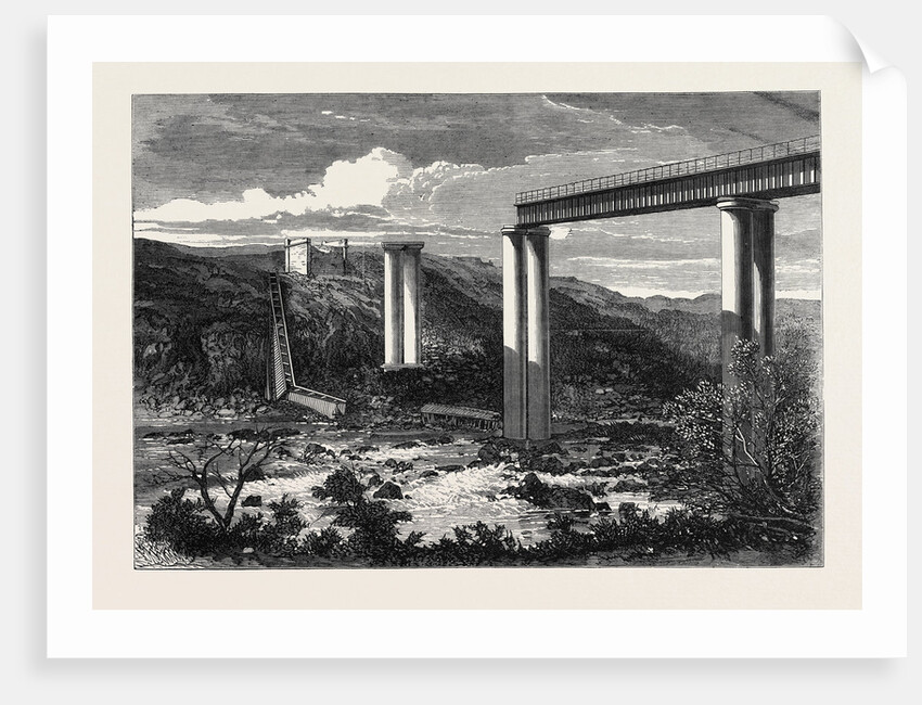 Grand River Railway Bridge Mauritius Destroyed by a Hurricane 1868 by Anonymous